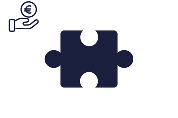 Dunkelblaues Puzzleteil mit Icon Gehalt