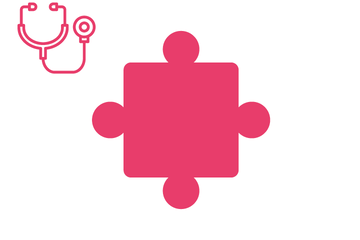 Pinkfarbenes Puzzleteil mit Icon Stethoskop