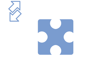 Hellblaues Puzzleteil mit Icon Austauschpfeile