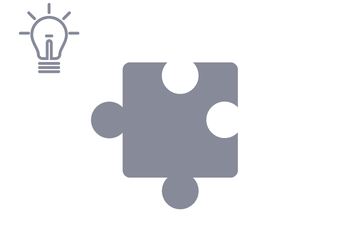 Dunkelgraues Puzzleteil mit Icon Glühbirne