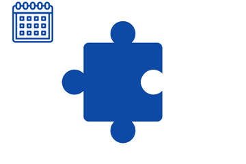 Blaues Puzzleteil mit Icon Kalender