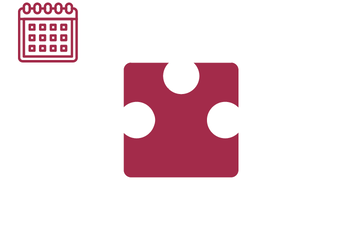 Dunkelrotes Puzzleteil mit Icon Kalender