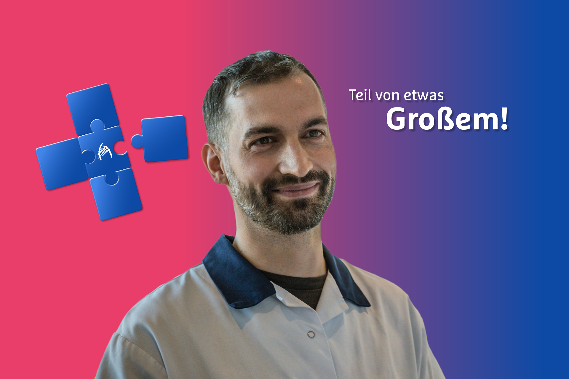 Männliche Pflegekraft als Teil von etwas Großem