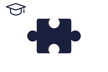 Dunkelblaues Puzzleteil mit Icon Fortbildung